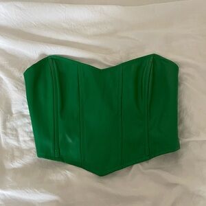 Princess Polly Green Leather Corset Top